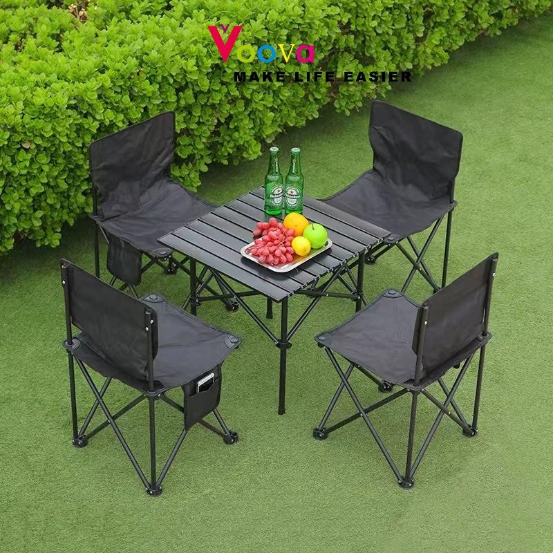 VOOVA Meja Lipat Portable/ Meja Lipat Outdoor/ Bahan Baja Karbon/ Meja Camping Lipat/ Meja santai Li
