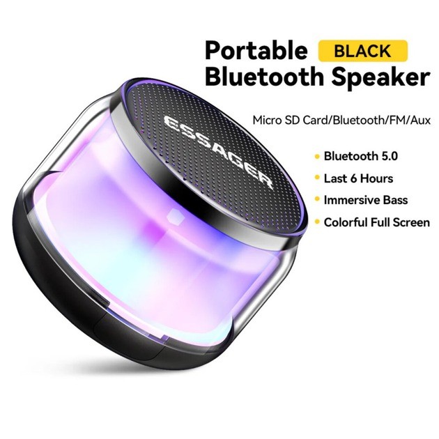 ESSAGER Portable Speaker Bluetooth 5.0 RGB Light 360 Degree 500 mAh - ES-YX01