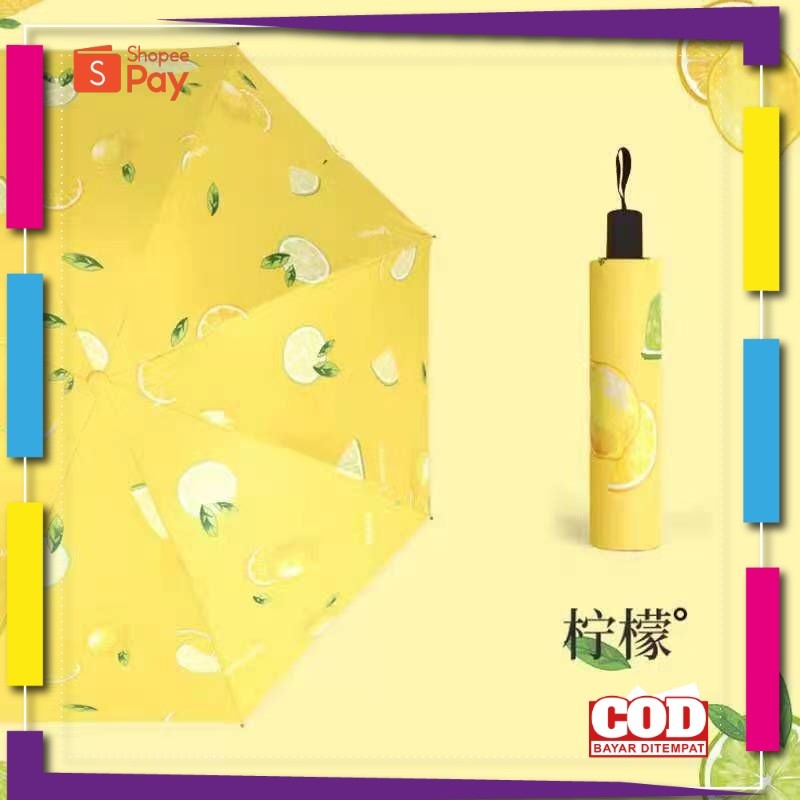 [PREMIUM ORIGINAL] Payung Lipat Motif Buah Buahan Anti UV Payung 3D / Payung 3D Viral