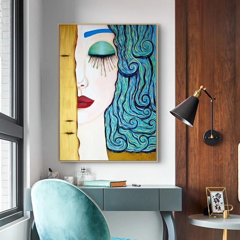 

1pc Framless Artist Gustav Klimt The Kiss Abstract Canvas Painting Poster Wall Art Picture for Living Room Home Decor