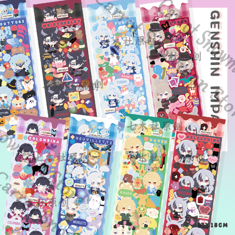 

Genshin Impact Neuvillette Furina Original Anime Decal Paster Sticker Tags Stationery Cospaly Cartoon Decorate