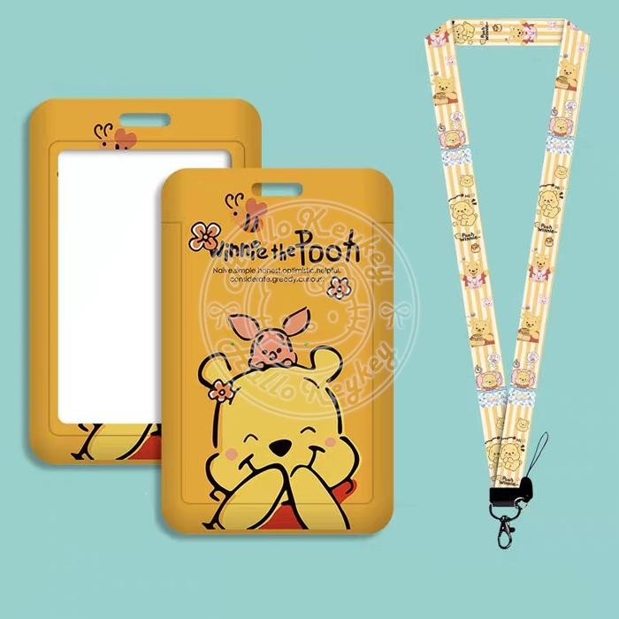 

ANDMA name tag id pass card holder hardcase lanyard winnie the pooh - pooh 1