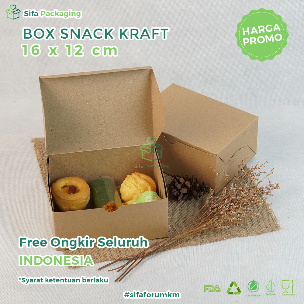 

Snack Box 16x12 Kraft Dus Kue Box Snack Donat Kue