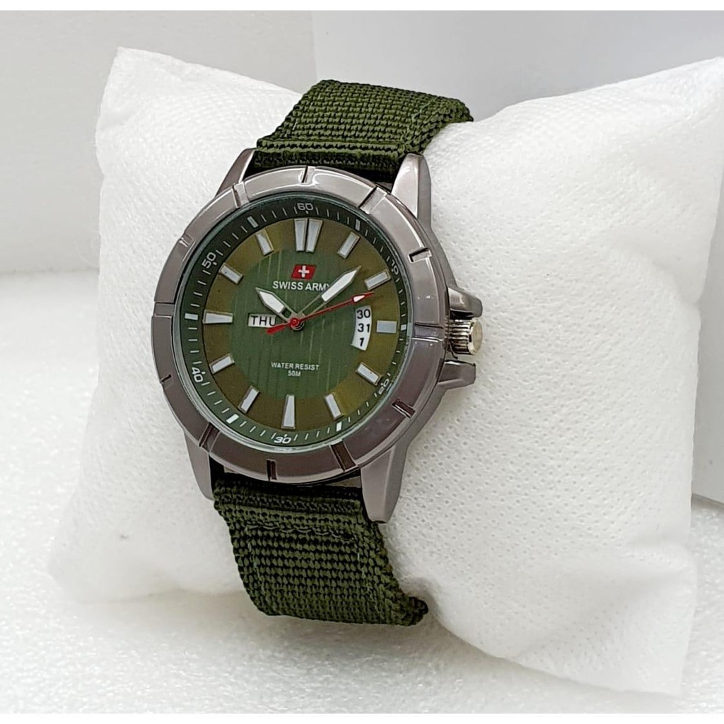 Jam Tangan Pria Swiss Army Kasual Tanggal-Hari Aktif -  swiss army Jam tangan pria-cowok tali kanvas