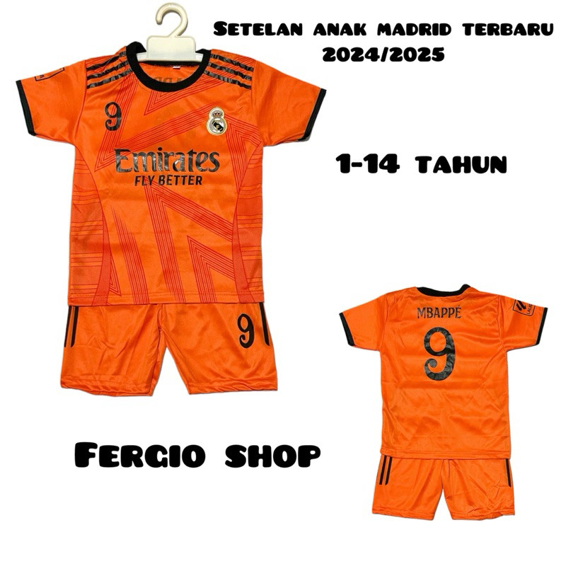 kaos setelan baju bola anak real madrid/ setelan baju bola anak Madrid/ baju bola anak Outdoor