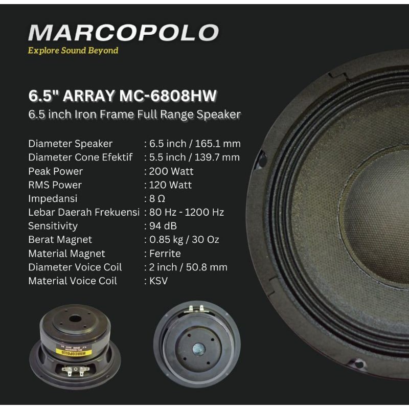 SPEAKER MARCOPOLO MC 6808HW ORIGINAL 200 WATT