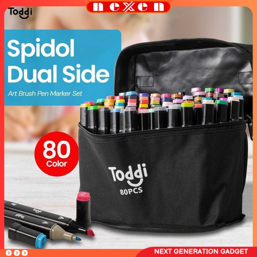 

Spidol Dual Side Fine Art Brush Pen Art Marker Set 80 Color - HL270