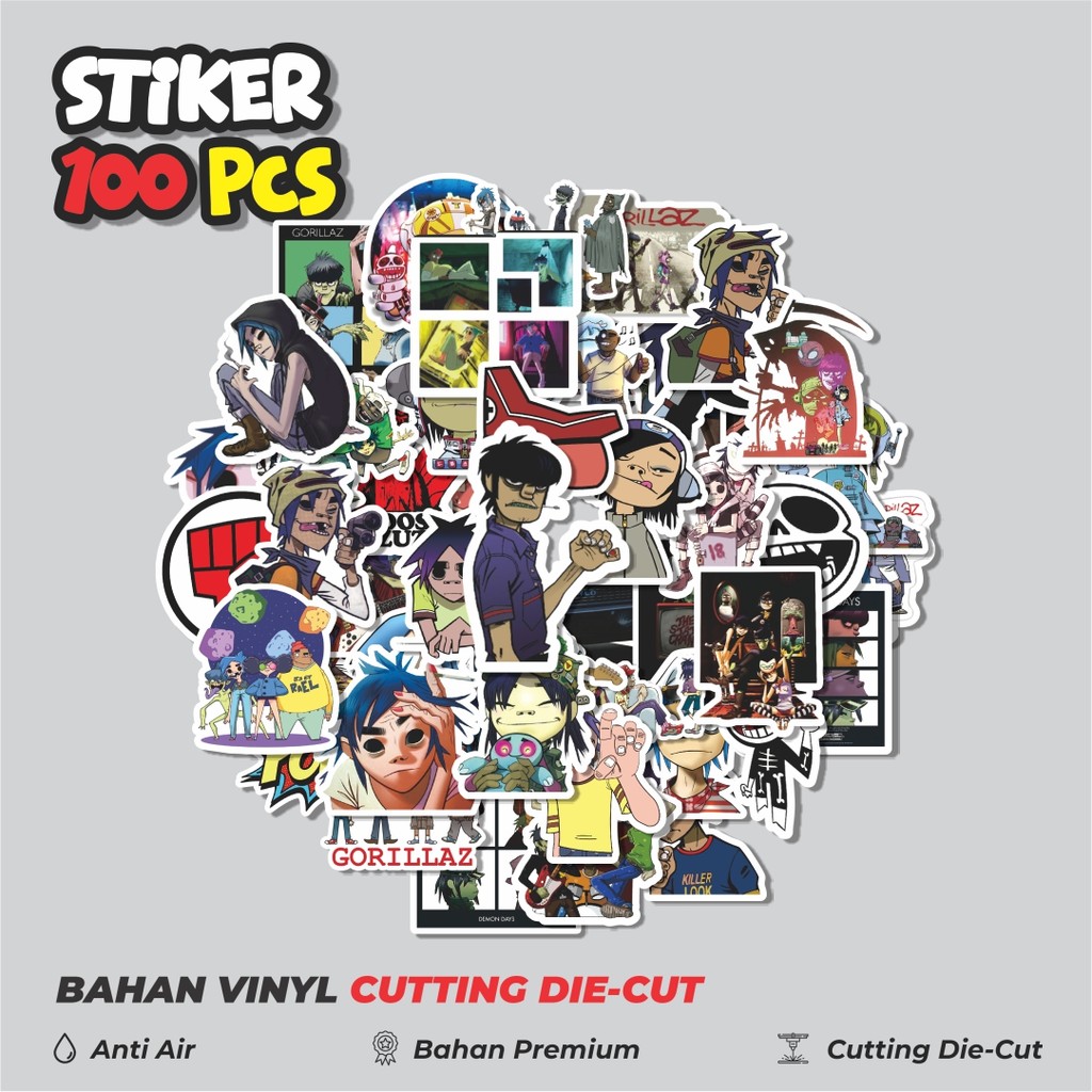 

Terbaru! 50 pcs Stiker Band Gorillaz Dekorasi Lucu Kreatif untuk Notebook, Skateboard, HP