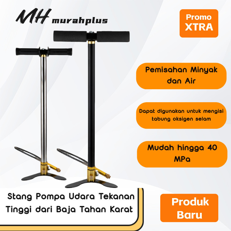 Pompa Angin Lipat 6000psi PCP3Tingkat Inflator Stainless Steel untuk Sepeda Mobil Tabung Oksigen