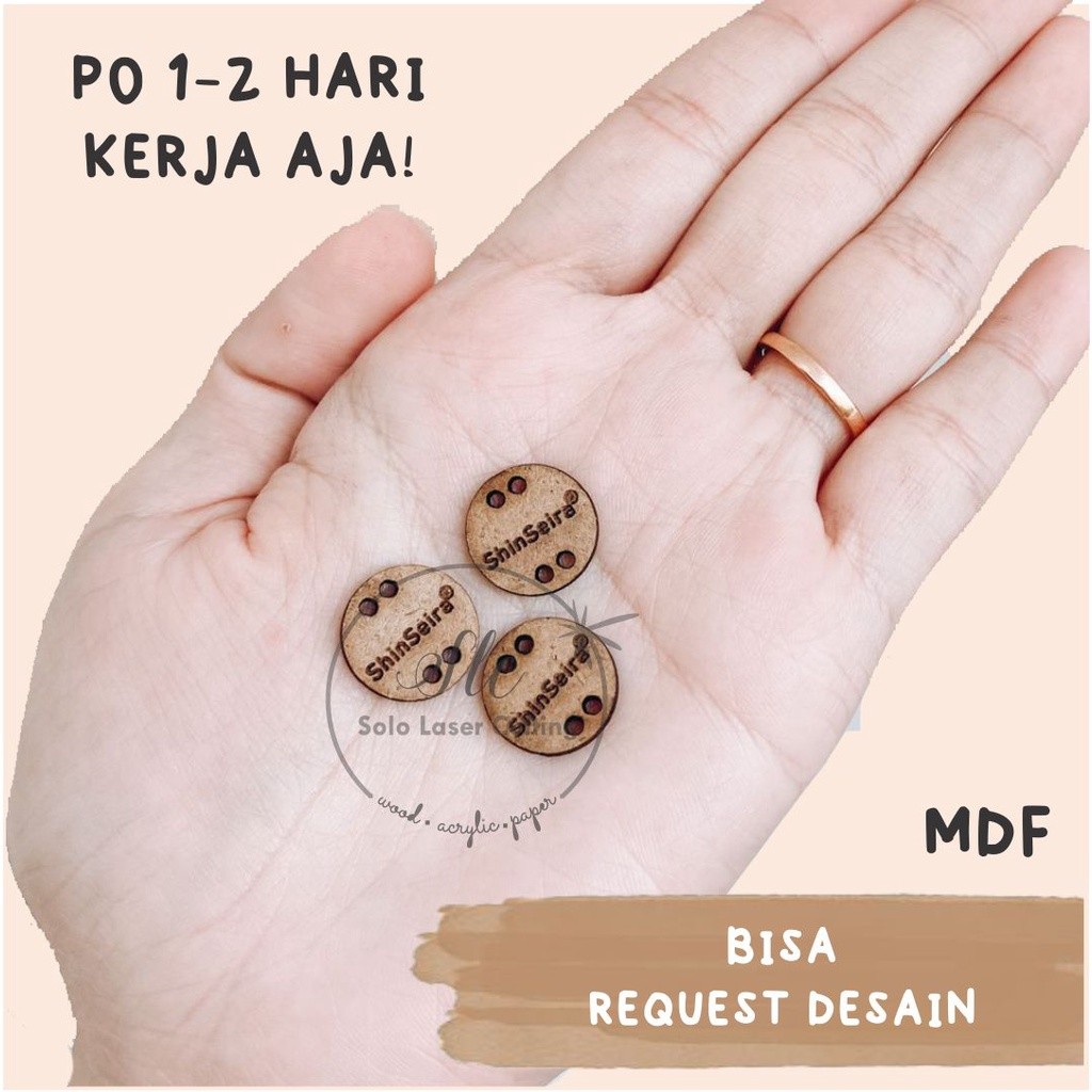 KANCING CUSTOM KAYU/ BENIK CUSTOM 1.5CM / label baju / benik baju / kancing baju / label logo / labe