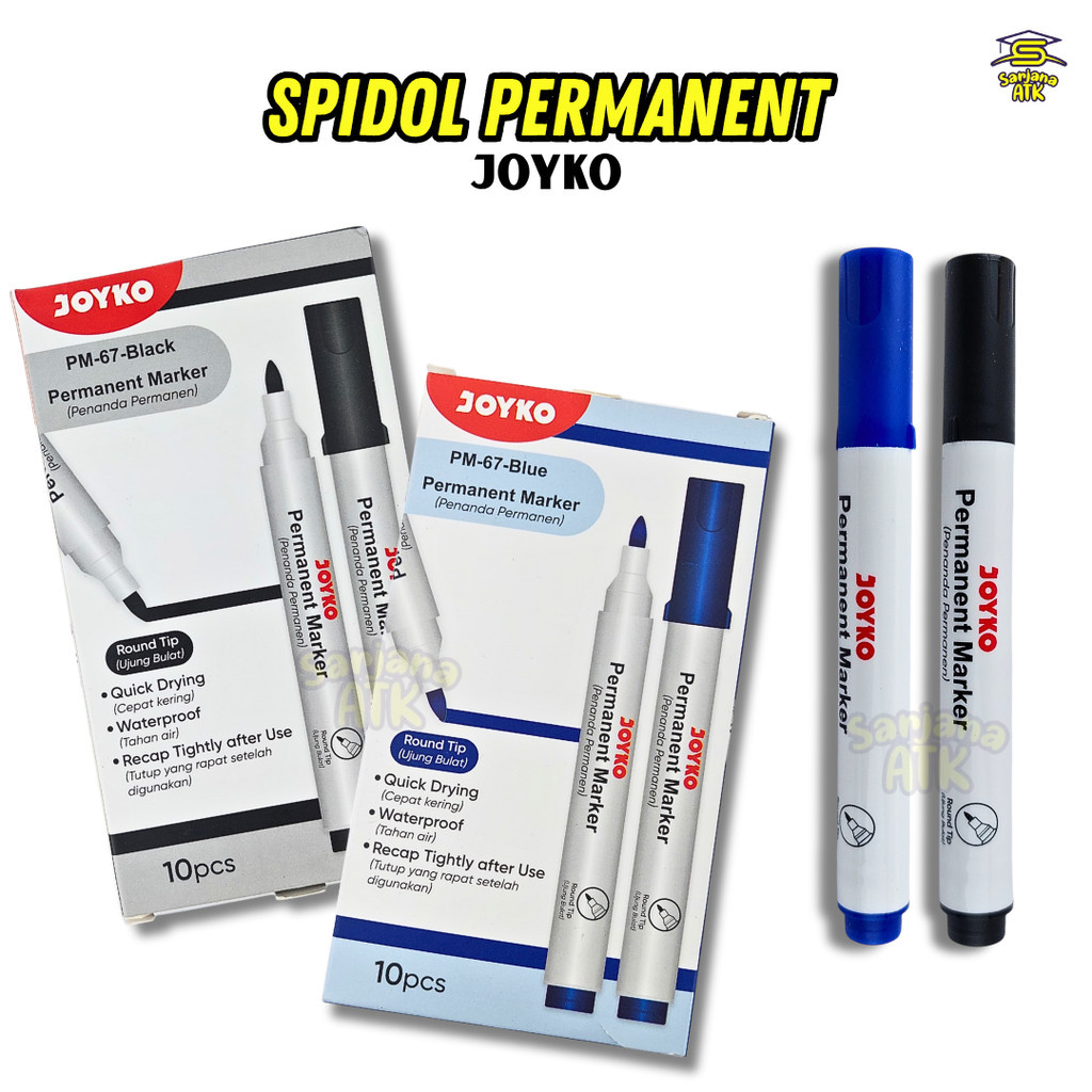 

Spidol Permanent Joyko / Permanent Marker / Penanda Permanen PM-67-Black PM-67-Blue