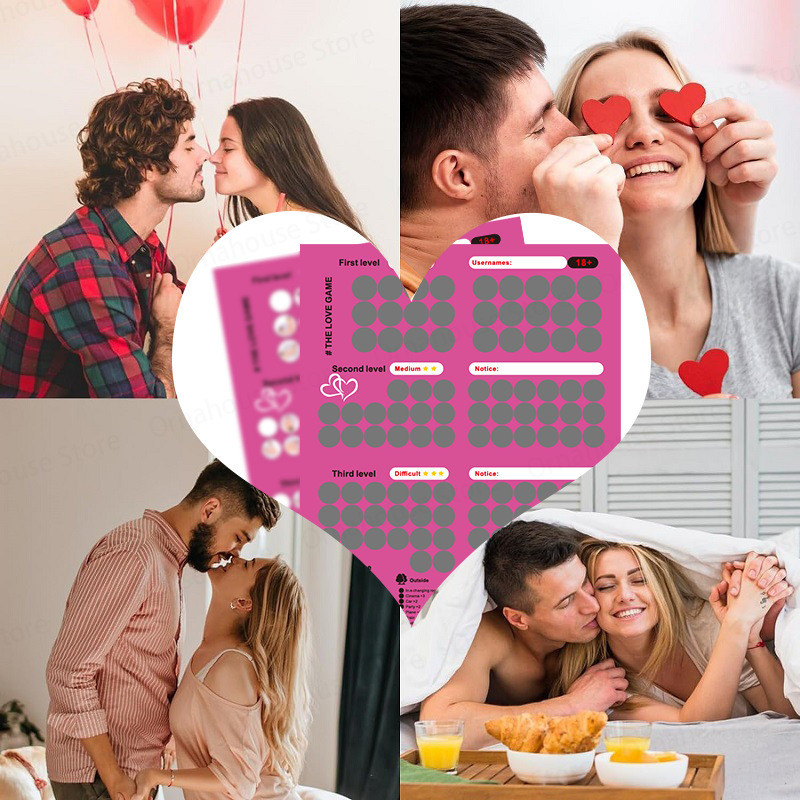 

THE LOVE GAME 100 Couple Scene Challenge Scratch Gift Poster Couple Party Scratch Card