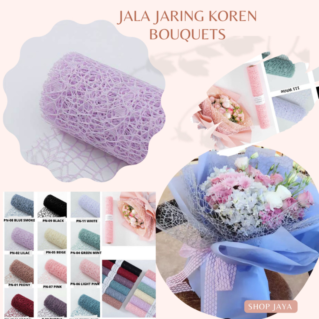 

PROMO!1 ROLL Kertas Jaring Jala Buket Bunga Korean Jaring Spider Roll Mesh Polynet Flower Wrapping Paper Pembungkus Buket Bunga Korean MeshREADY
