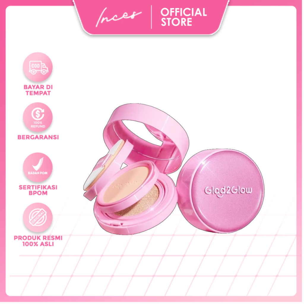 inces - Glad2Glow 2in1 Perfect Pair Cushion Powder Foundation Waterproof Make Up Setting