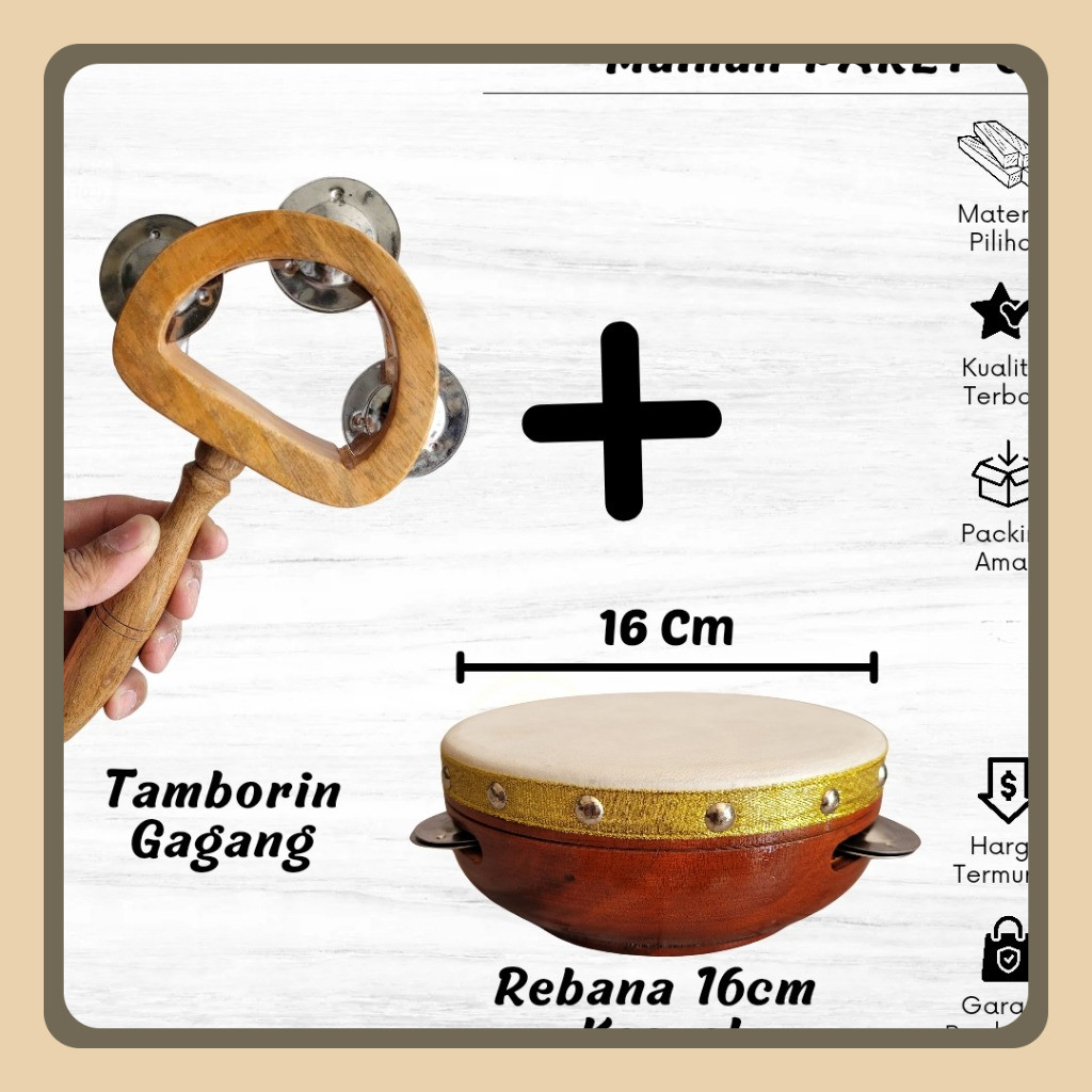 Mainan Musik Kendang Jimbe Rebana PAKET C Alat Musik Gendang Hadroh Anak untuk Hiasan Souvernir