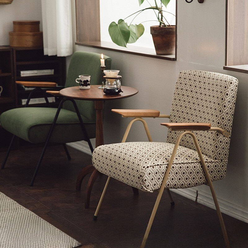 Sofa chair American wrought iron medieval furniture fabric single chair coffee dessert shop single l