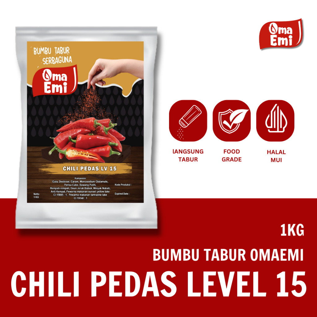 

BUMBU TABUR CABE / CHILI PEDAS LV 15 1 KG