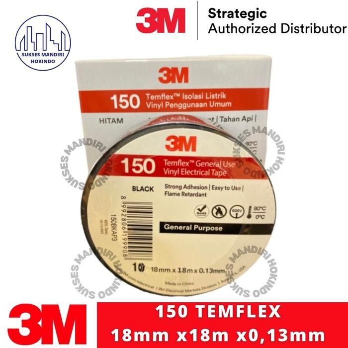 

Isolasi Listrik 3M Vinyl Electrical Tape 18mm x 20m x 0,15mm Original SNI - Hitam