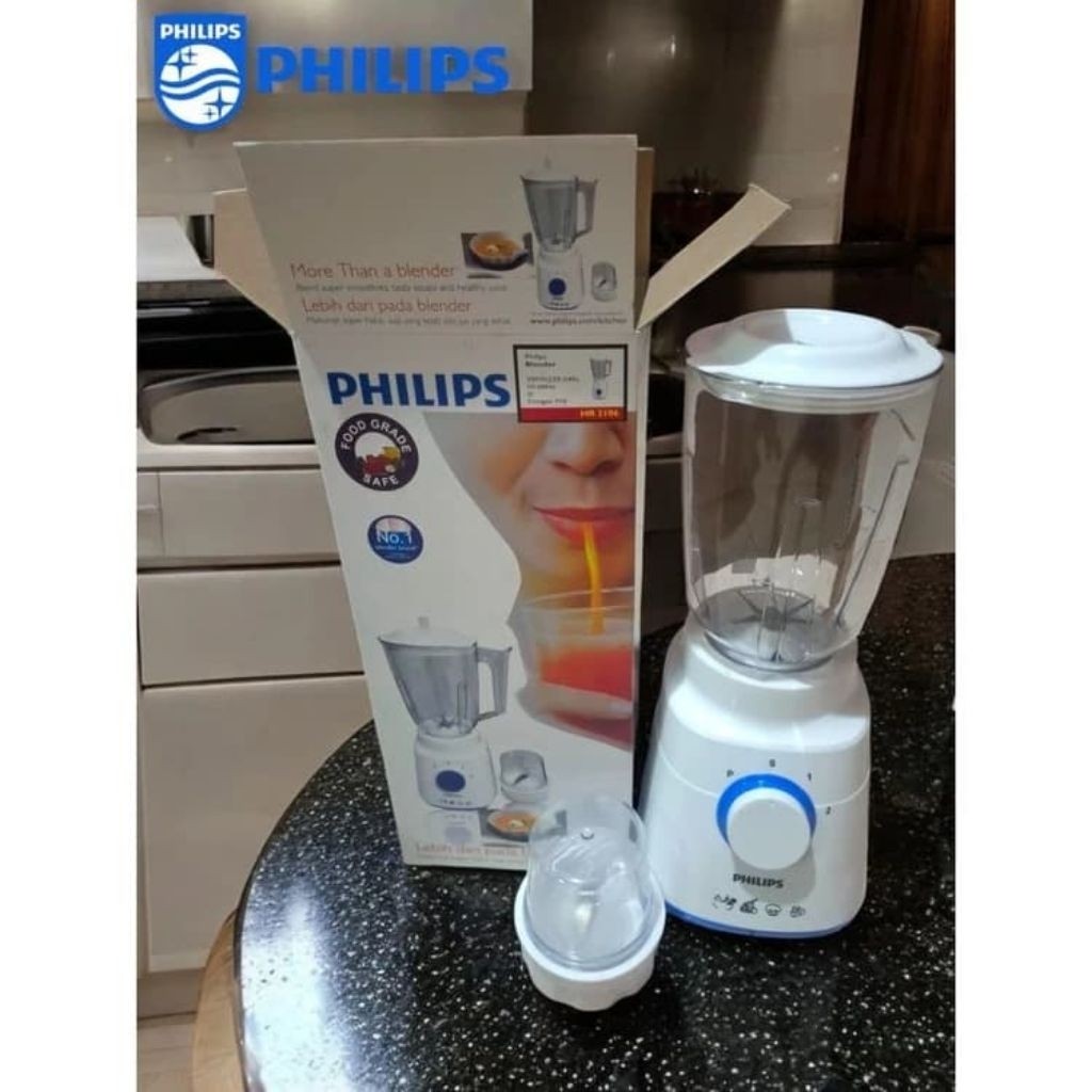 BISA COD Blender Philips 1.5 Liter Gelas Plastik - Philips HR2106 Blender Serbaguna - 6 Mata Pisau A