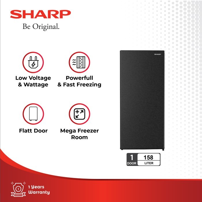 [CIREBON] SHARP Kulkas 1 Pintu FJ-M186A-HS Standing Mega Freezer 158L 6 Rak