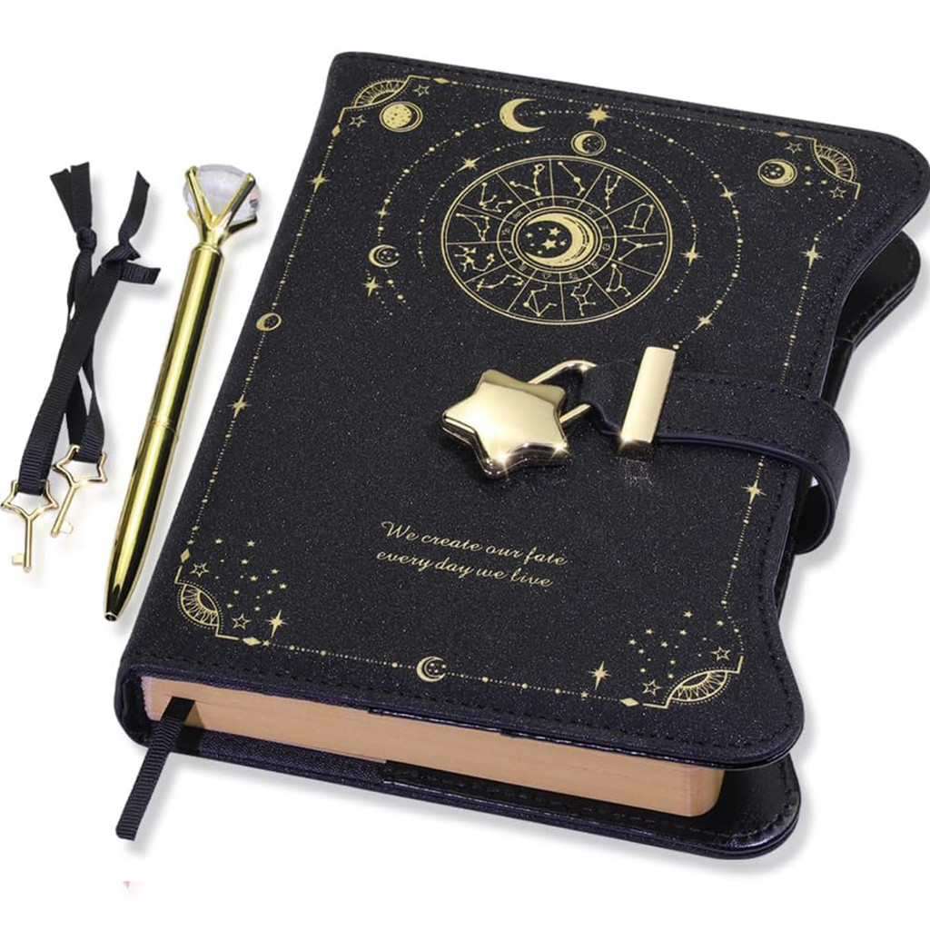

A girl's diary with lock and key, 360 pages of women's diary, B6 notebook that can hold a pen
