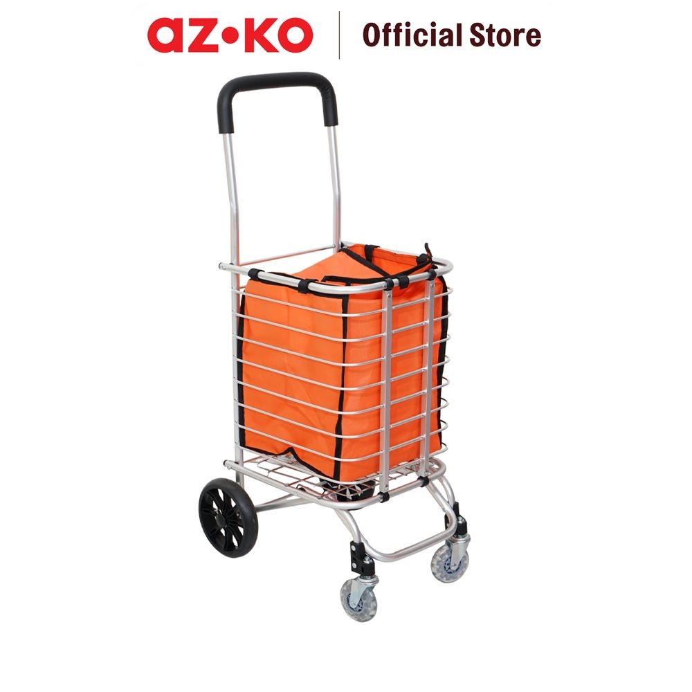 AZKO Passport Troli Belanja Aluminium - Silver Alat Pengangkut Barang Dengan Roda Foldable Shopping 