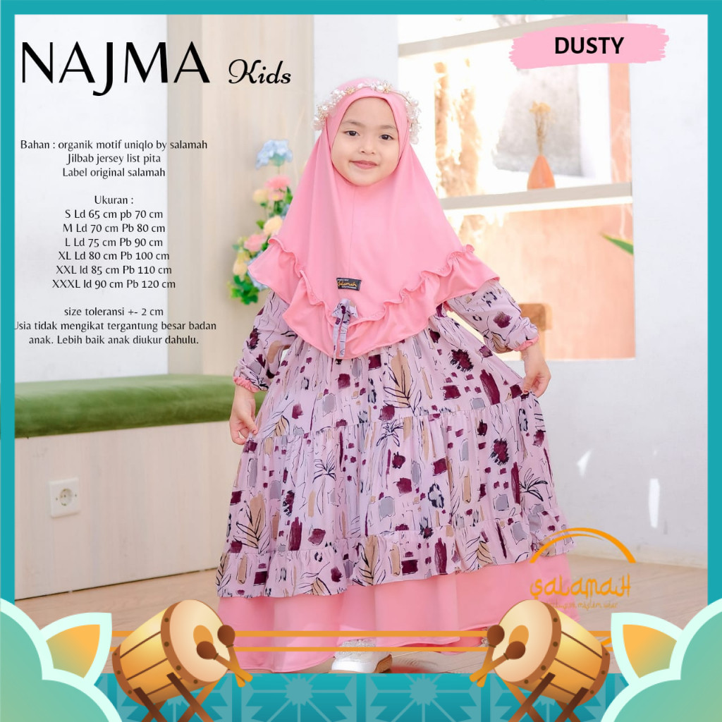 Gamis Cewek Murah Cantik Anak Kekinian / Gamis anak NAJMA KIDS Plus Jilbab Model Syari | usia 2 3 4 