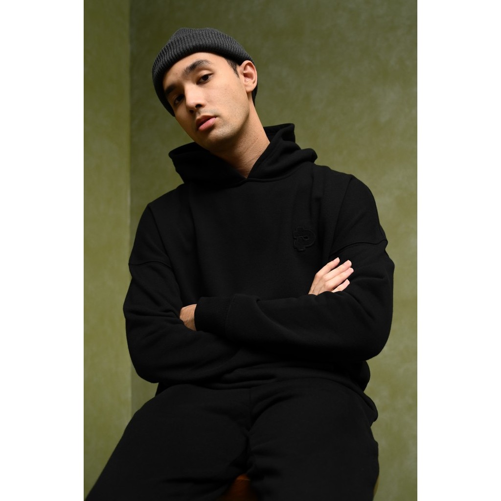 SALE -HOODIE PREPP STUDIO PREPP OVERSIZED HOODIE SIGNATURE PATCH BLACK - XXL