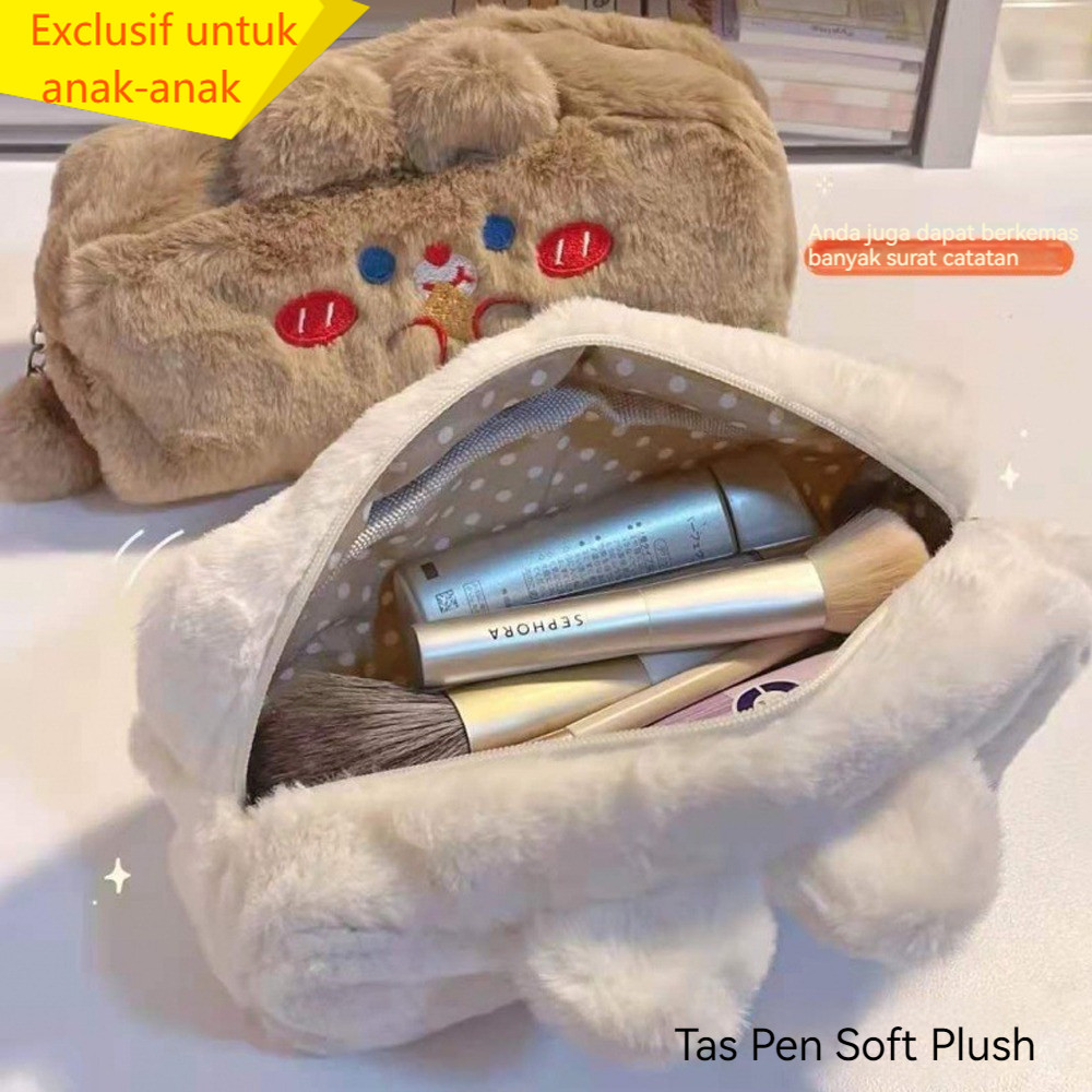 

Sayang Tempat Pensil Bulu Soft Cute/ Tas Pensil Kosmetik/ Pouch Makeup Kecil Tempat Pensil Kotak Pensil Fluffy Bear Plush Kapasitas Besar Premium Quality Pencil Case