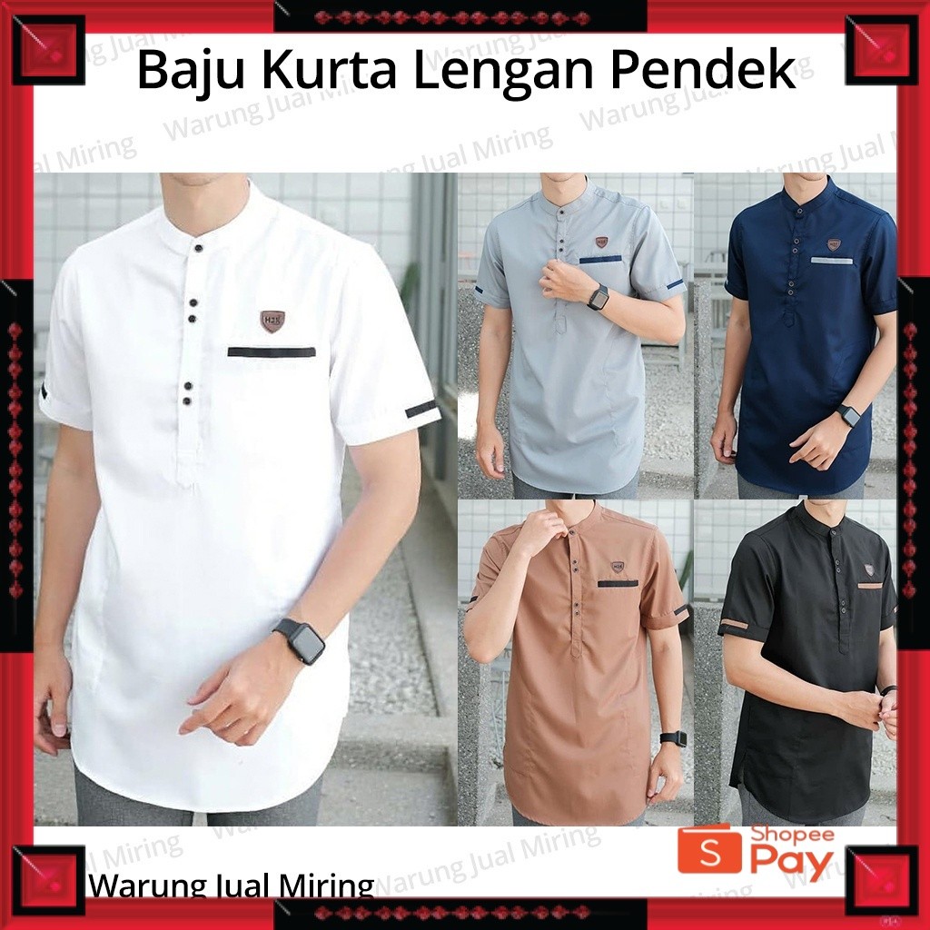 [PREMIUM ORIGINAL] Baju Koko Kurta Lengan Pendek Dewasa & Remaja & Anak Atasan Muslim Lebaran Pria L