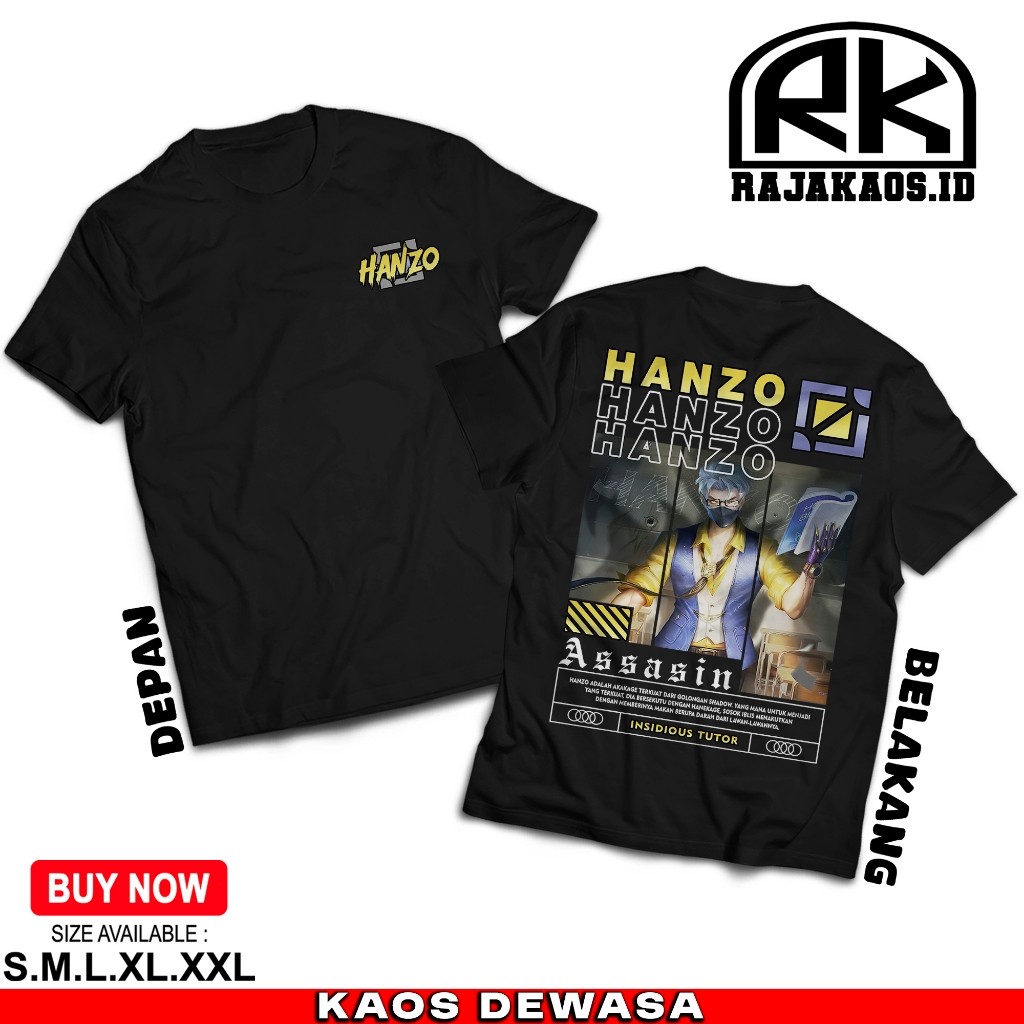 RAJA KAOS MOBILE LEGEND HANZO INSIDIOUS TUTOR - KAOS HANZO ASSASSIN - KAOS ML VIRAL - COMBED 30S