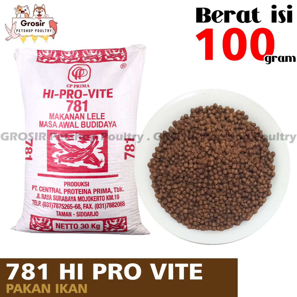 PELET IKAN HI PROVIT 781 PAKAN MAKANAN IKAN LELE NILA PELET HI PRO VIT - 100 GRAM