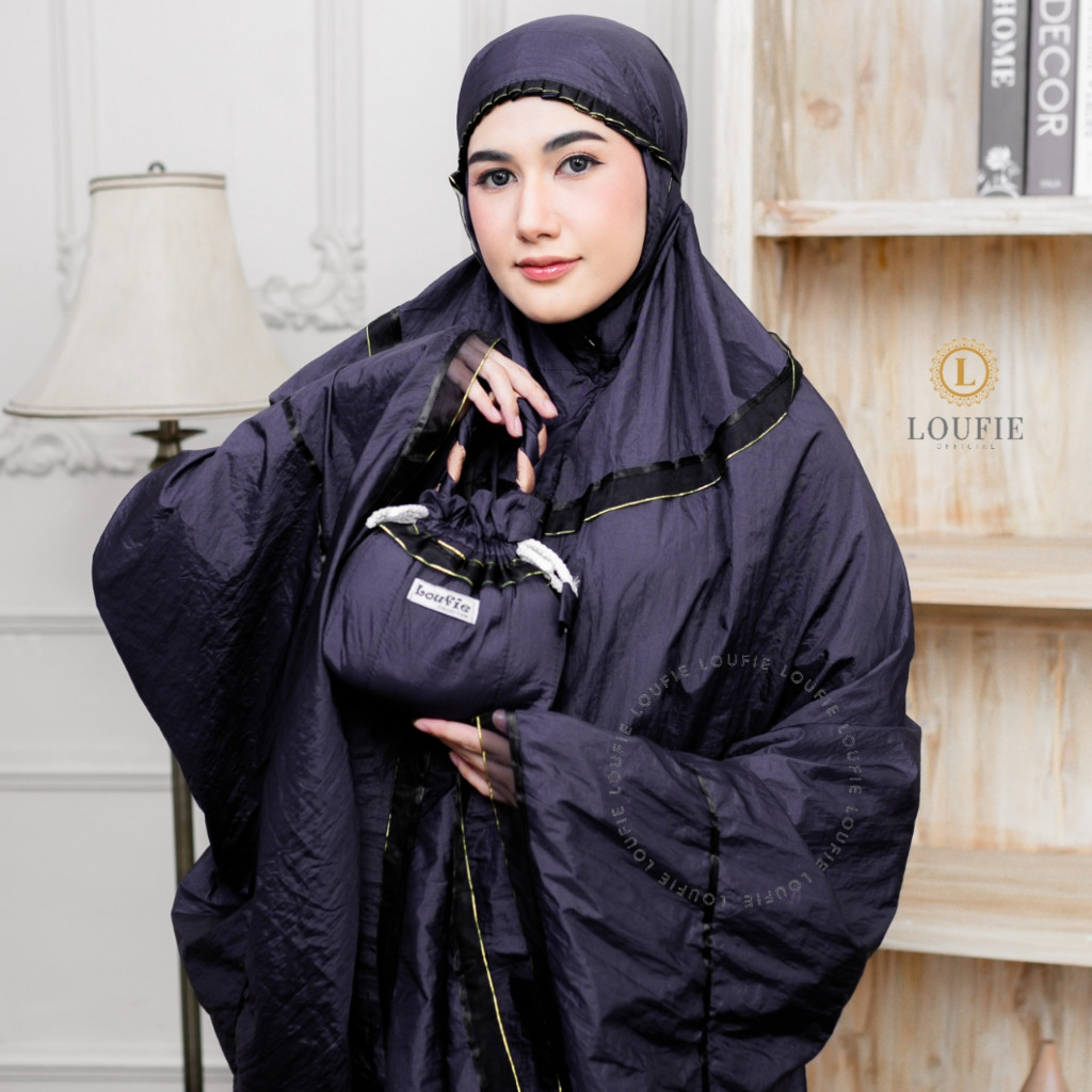 KL78UJ Loufie - Mukena Dewasa Parasut Pita Tali Kepang Polos Jumbo