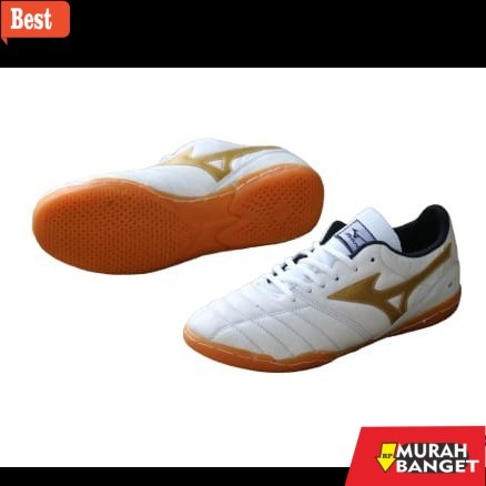 rekomendasi sepatu futsal Sepatu Futsal Mizuno big size 44-47 putih gold - putih gold, 44