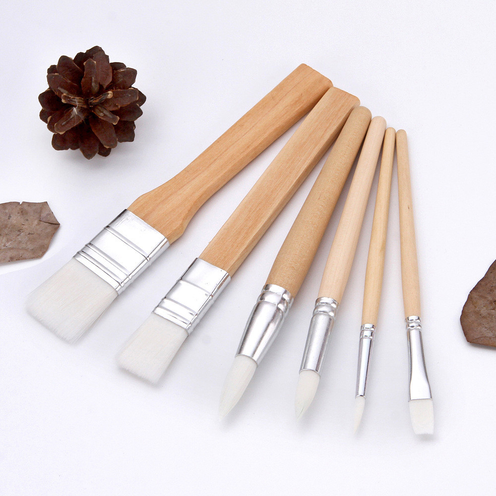 

1 SET 6 PC KUAS LUKIS / KUAS MELUKIS CAT AIR Nylon Wooden Handle Acrylic Painting Brush