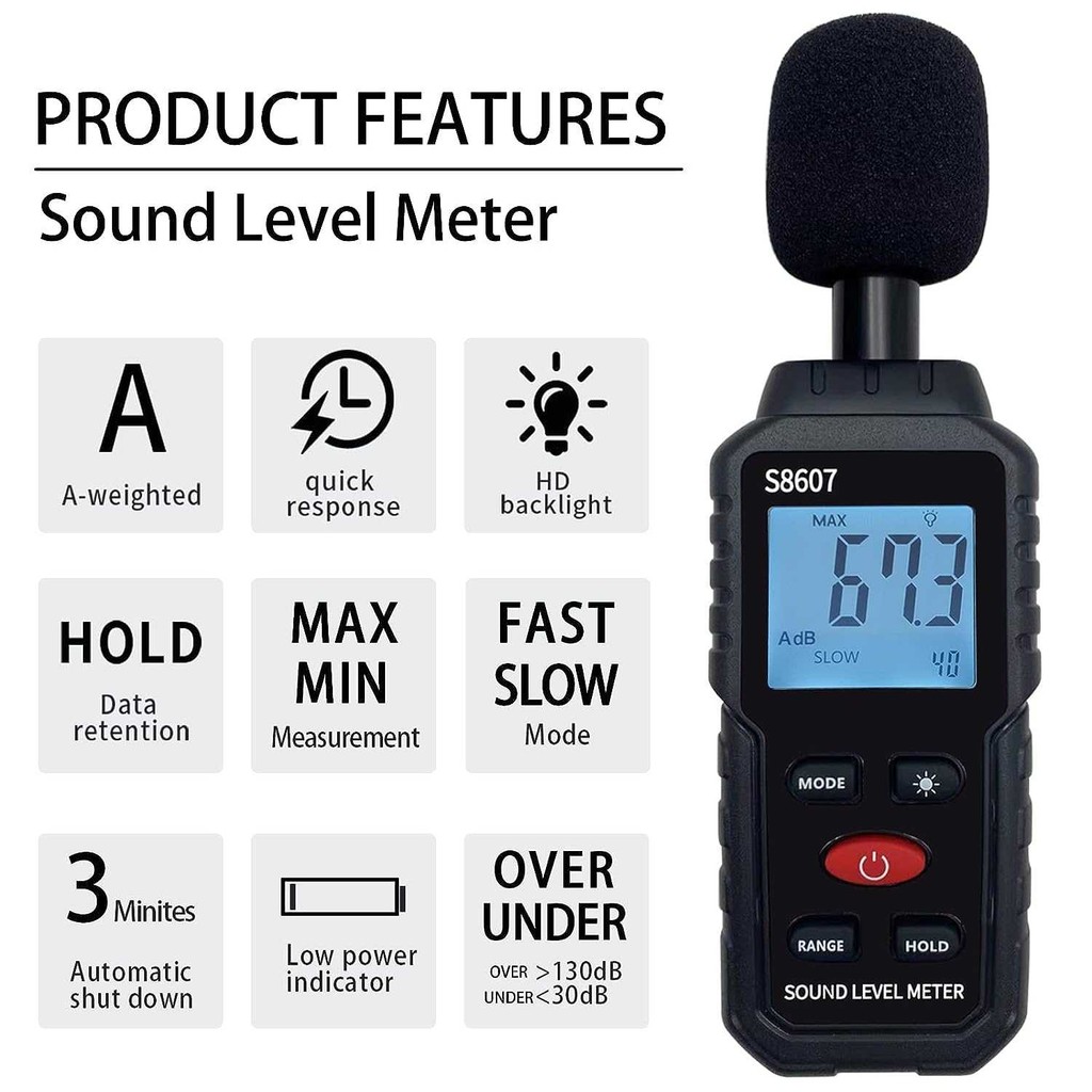 ( Kimstore1 ) URNIS Sound Noise Level Meter Digital Alat Pengukur Suara 30-130dB - S8607