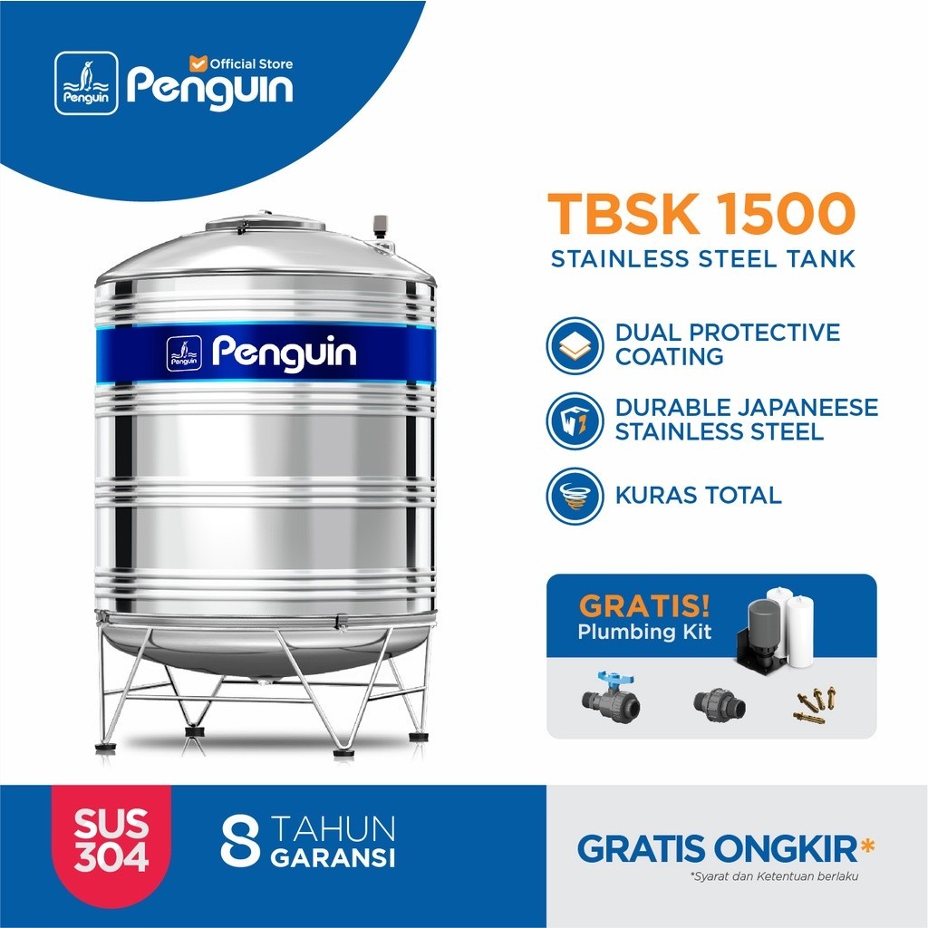 Penguin TBSK-1500 1500 Liter Toren Tandon Tangki Air Stainless Steel