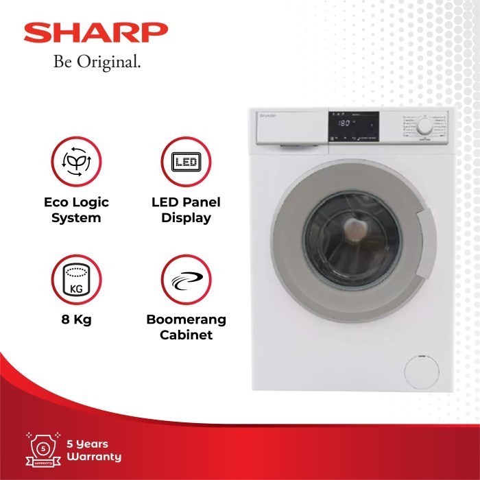 [CIREBON] SHARP Mesin Cuci 1 Tabung ES-FL1082B White 8Kg