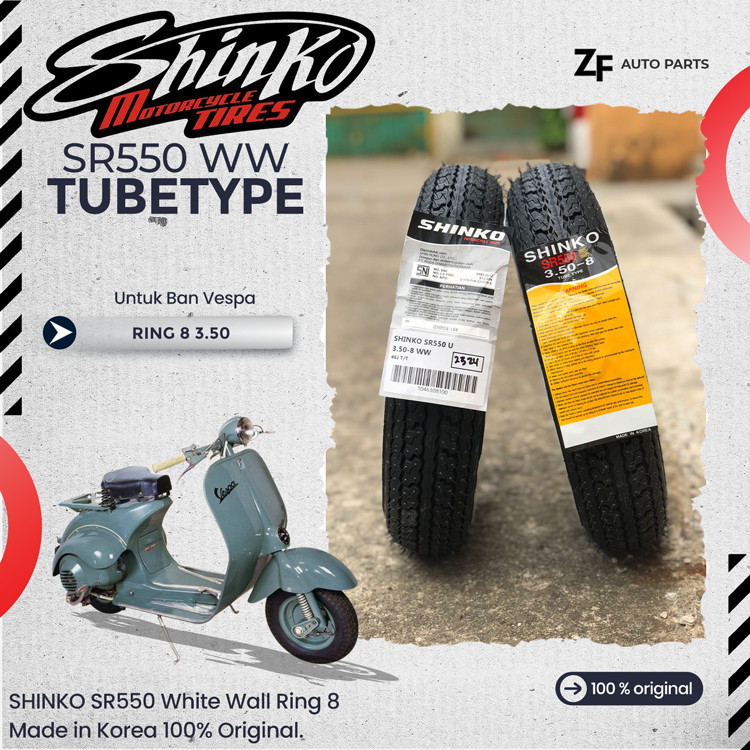 Ban Motor Vespa Classic Ring 8 Shinko SR550 WW 3.50-8 Non Tubeless / Tubetype Vespa Super Sprint Pts