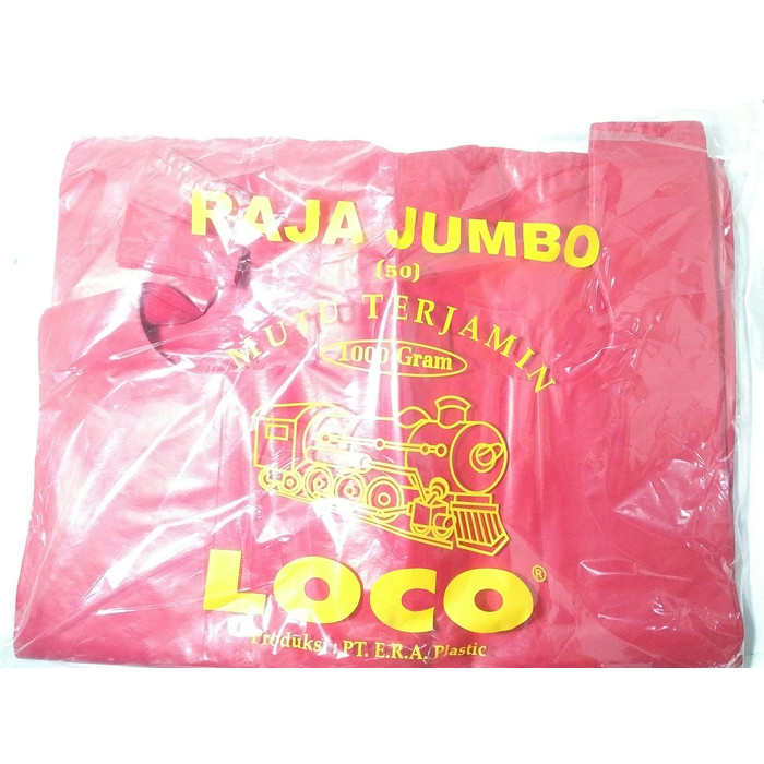 

Kantong Plastik/Kresek Loco Merah HDPE Raja JUMBO TEBAL Ukuran 50