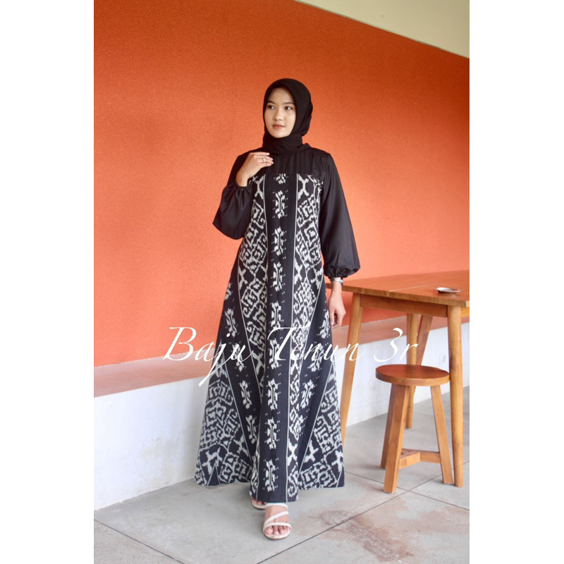 DRESS WANITA KONDANGAN DEWASA MUSLIM TENUN ETNIK TERBARU