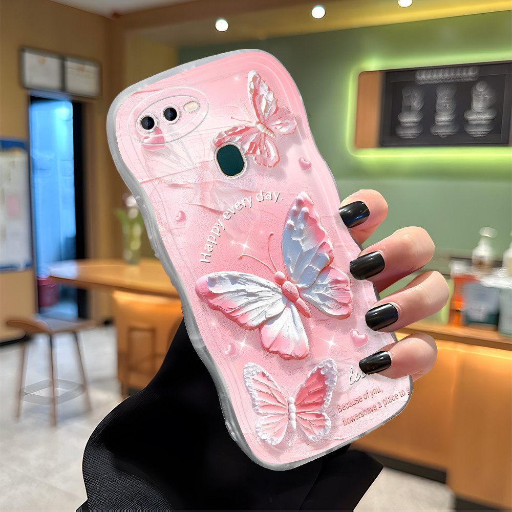 Casing Hp Untuk OPPO A12 A7 A5S A12S Butterfly Pink Phone Case Softcase 4925