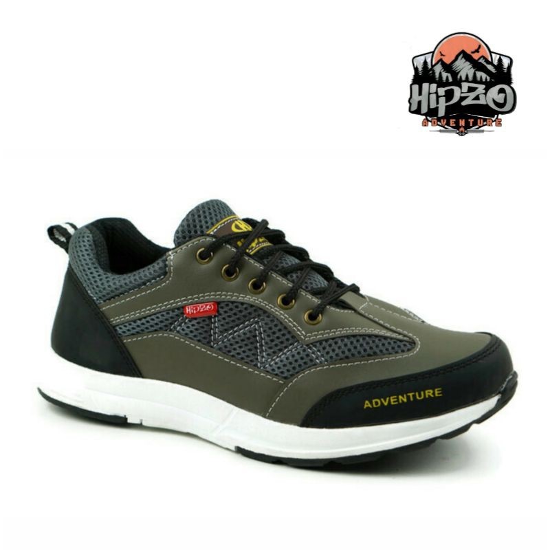 Sepatu Sneakers Pria Casual Hipzo Kulit Sintetis Premium Hijau Army Seri M 039