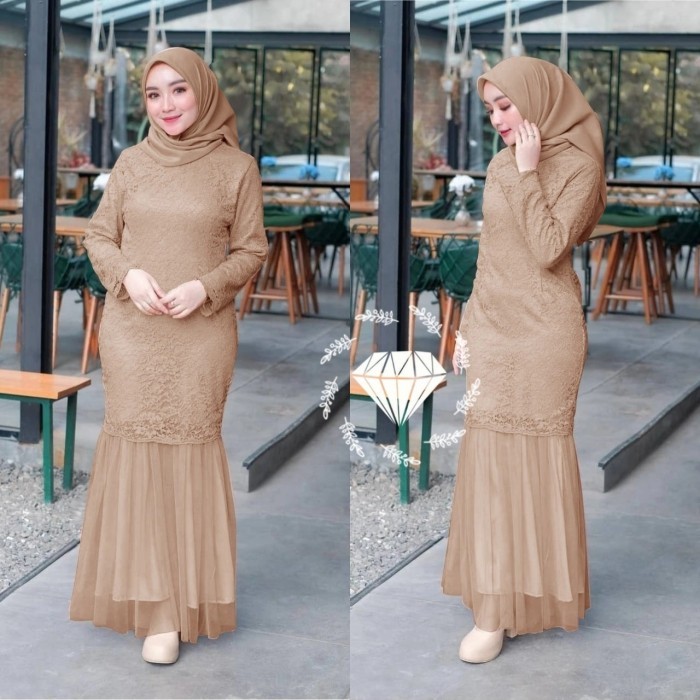 Dress nimori jumbo xl Baju pesta brukat gamis duyung murah nina at - Coksu