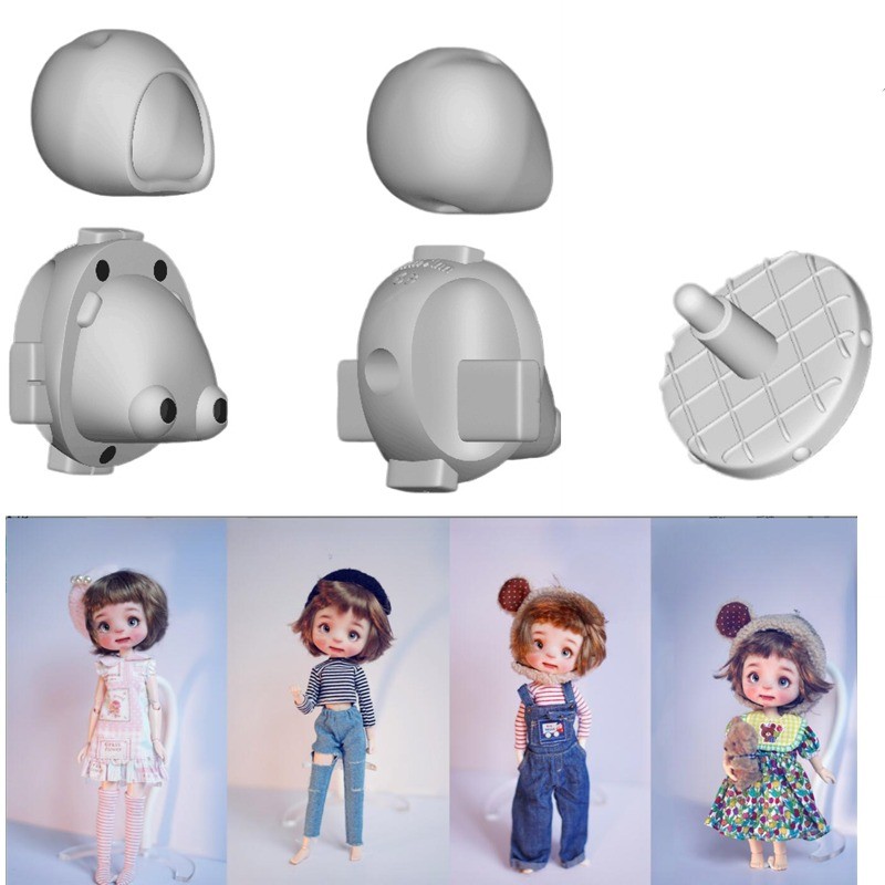 

Polymer Clay Face Head Craniotomy Mold Ob11 6 Point Resin Mould Hand-DIY Mud Sculpture Doll Model To Make Ultra Light Clay Mould
