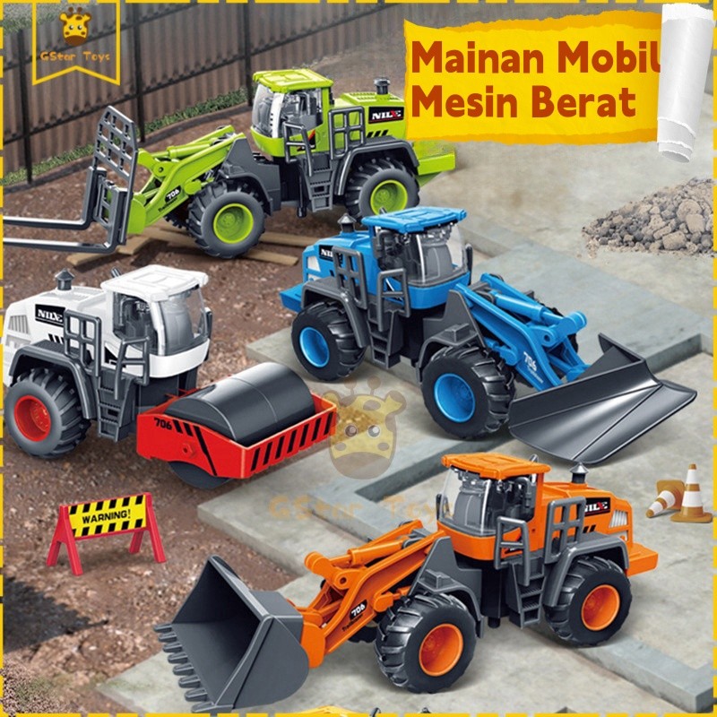 Gstar 1:55 Mobil Mainan Mesin Berat Miniatur Mainan Excavator Truck Derek Multi-join Aktivitas Melun