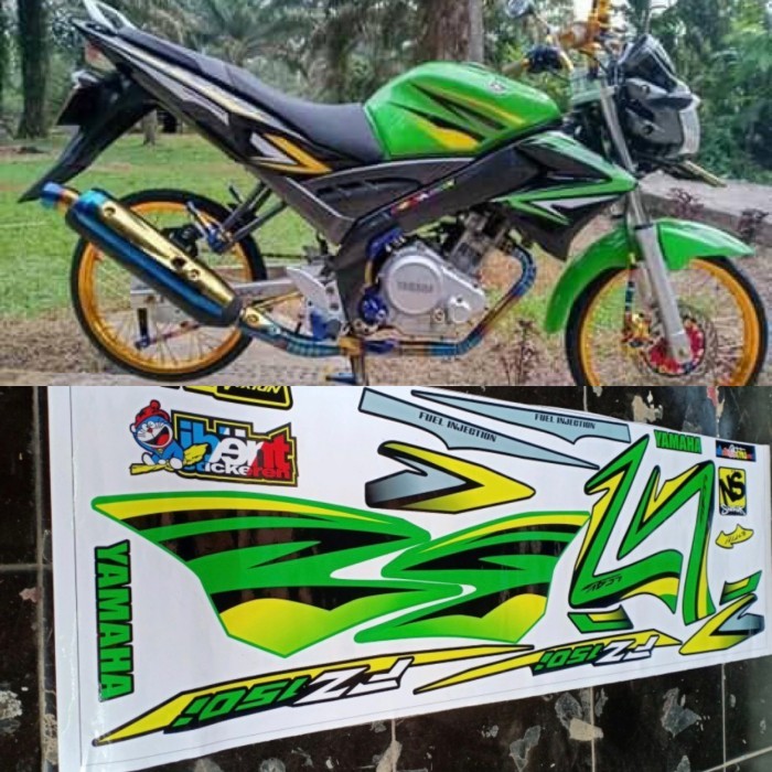 striping vixion old fz 150i thailand hijau kuning POLET STIKER