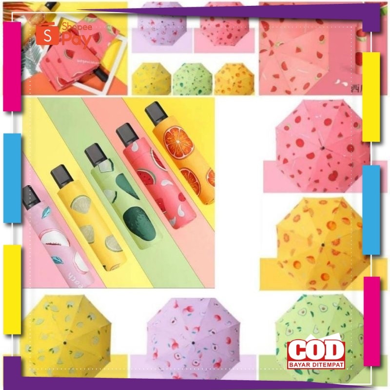 [PREMIUM ORIGINAL] Payung lipat motif buah-buahan  karakter buah