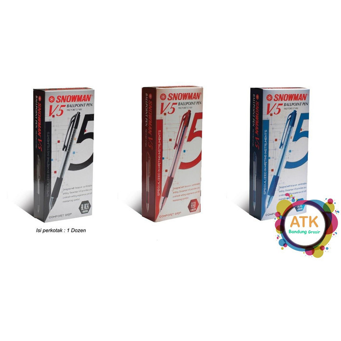 

Pulpen Snowman V-5 Warna Biru Hitam Merah Grosir Murah