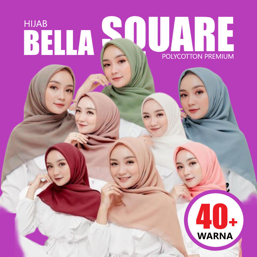 𝗙𝗘𝗬𝗭𝗔 - Jilbab Bella Square Premium Anti Letoy - Hijab Segiempat Bella Square 40+ Warna